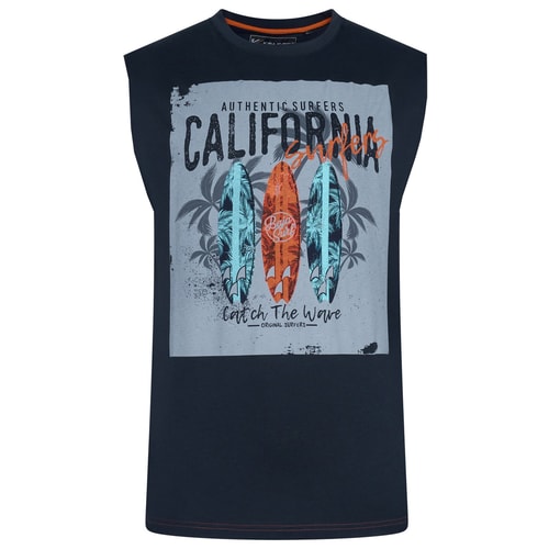 KAM Cali Surf Print Ärmelloses T-Shirt Carbon